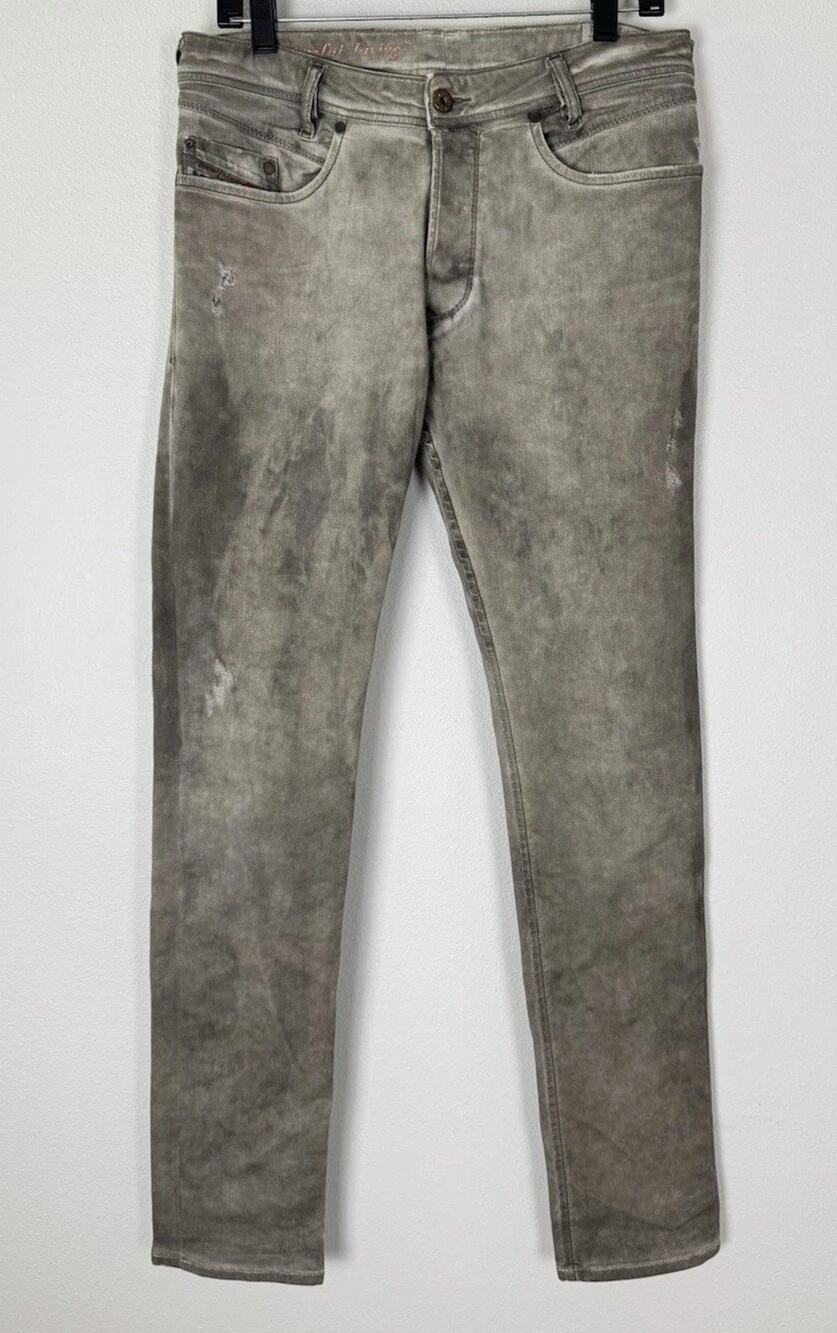 Diesel IAKOP Oiled Jeans Men’s 30 Gray Stretch Grunge Edgy Industrial Italy Made